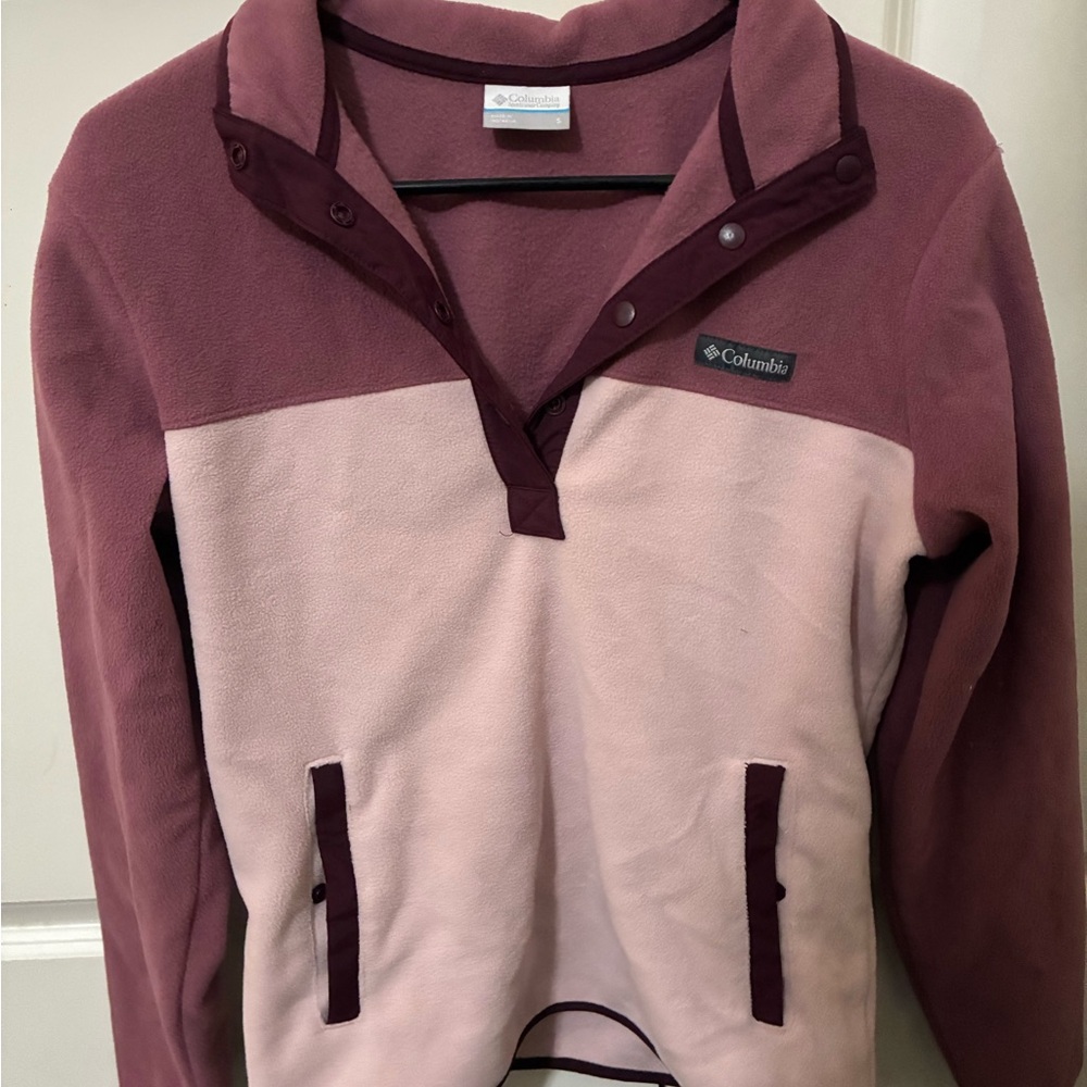 Columbia Burgundy and Pink Fleece Jacket